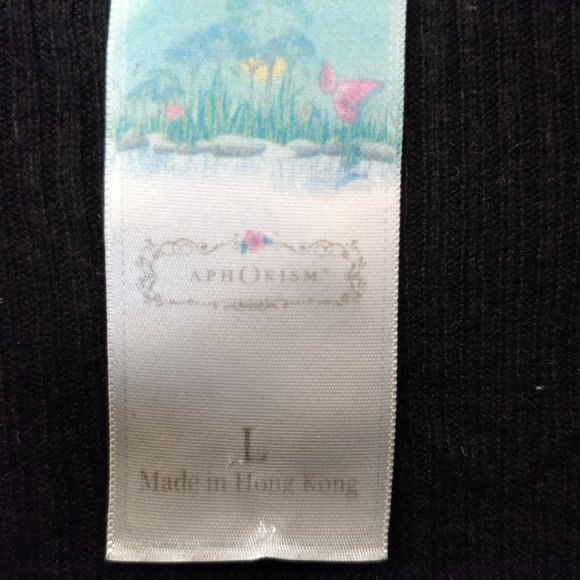 Aphorism Black V-Neck Sweater Long Sleeve Soft Angora Blend Large - Picture 5 of 7